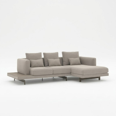 Designer gray sofa couch L-shape modern corner sofa upholstery living room.