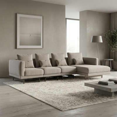 Living room corner set sofa couch L-shape upholstery furniture new