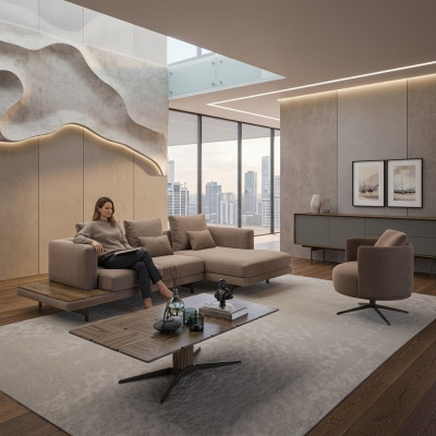 Living room set sofa suite sofa couch L-shape armchair wood coffee table