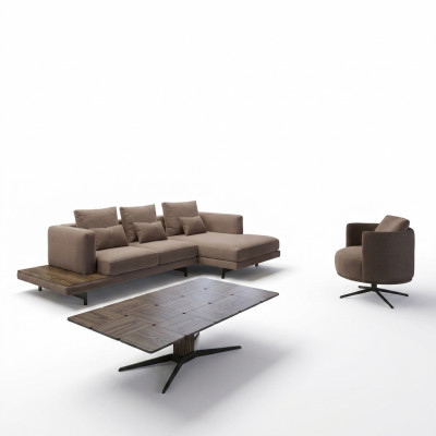 Living room set sofa suite sofa couch L-shape armchair wood coffee table