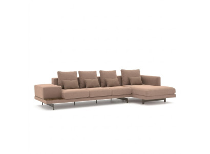 Luxury Beige Corner Sofa L-Shaped Upholstered Furniture Living Room Designer Setup