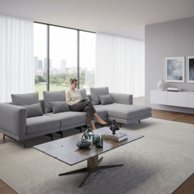 Luxury L-Shaped Corner Sofa Living Room Designer Corner Set New Complete Coffee Table