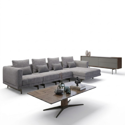 Luxury L-Shaped Corner Sofa Living Room Designer Corner Set New Complete Coffee Table