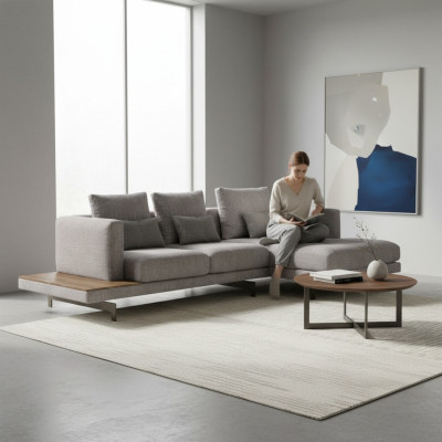 Living room suite corner sofa L-shape gray sofa couch designer upholstered furniture