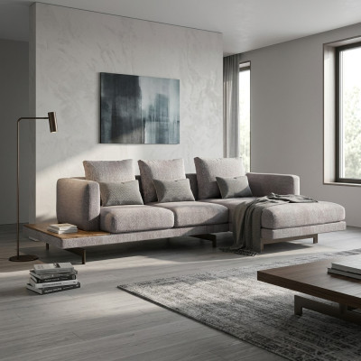 Living room suite corner sofa L-shape gray sofa couch designer upholstered furniture