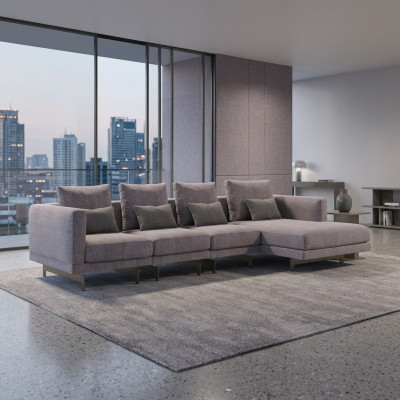 L-shaped sectional sofa, relax couch, gray corner set, upholstered furniture