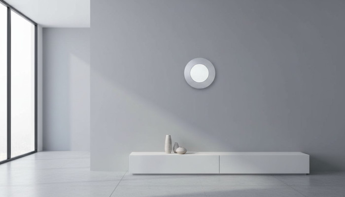 Round mirror modern wall mirror design gray living room new decor
