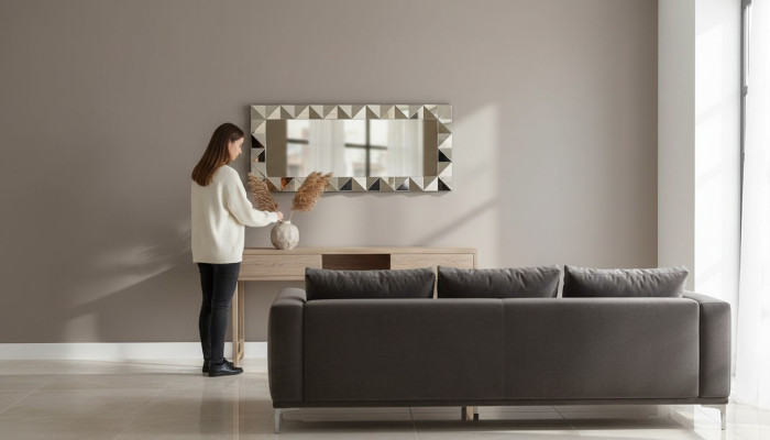 Luxury Mirror Gray Modern Design Wall Mirror Furniture Living Room New Décor
