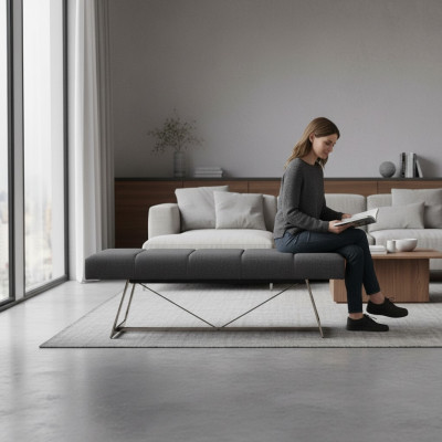 Designer bench upholstery bank modern stool seating furniture couches fabric new furniture