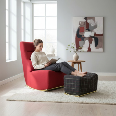 Living Room Set 2-piece Armchair with Stool Seating Modern Furnishings