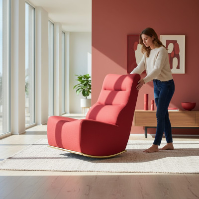 Luxury Red Armchair Living Room Upholstered Seat Modern Seating Designer