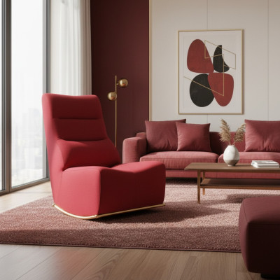 Luxury Red Armchair Living Room Upholstered Seat Modern Seating Designer