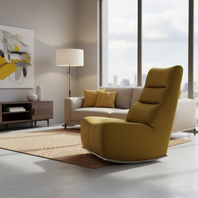 Living room yellow armchair seating furniture new interior designer seat textile