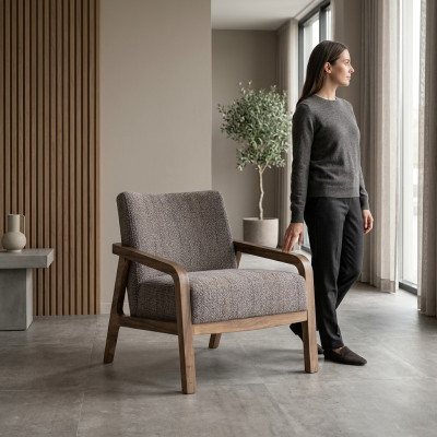 Modern design armchair upholstered seat textile living room modern upholstered furniture