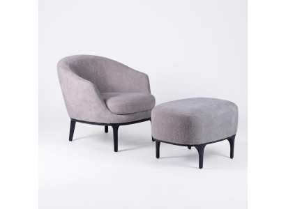 Living Room Set 2-piece Armchair with Footstool Designer Modern Upholstered Furniture