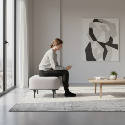 Designer modern gray stool living room upholstered textile upholstered furniture
