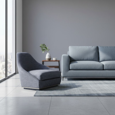 Modern design armchair gray upholstered armchair luxury living room seat textile new