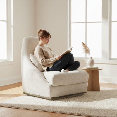 Upholstered Furniture White Armchair Luxury Seat Seating Living Room Modern Design