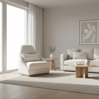 Upholstered Furniture White Armchair Luxury Seat Seating Living Room Modern Design