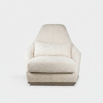 Upholstered Furniture White Armchair Luxury Seat Seating Living Room Modern Design
