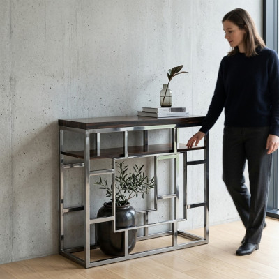 Console table wood table stainless steel console luxury living room design