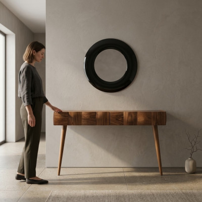 Console dresser modern wood console table with mirror luxury living room