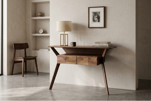 Living Room Luxury Console Table Brown Wood Table Modern Design Console