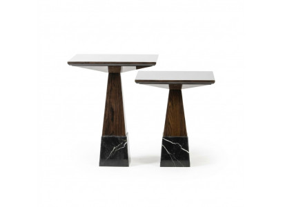 Living room table set 2x side table design coffee table wood furniture