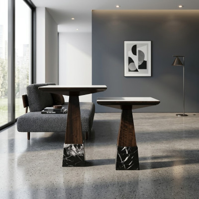 Brown 2x Side Table Living Room Set Complete Coffee Table Coffee Table
