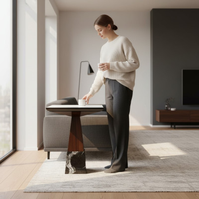 Wood Brown Side Table Luxury New Furniture Living Room Design Table