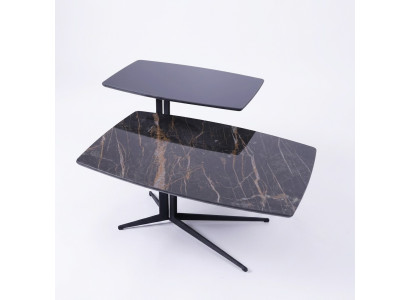 Black Furniture Living Room Complete Coffee Table with Side Table Luxury