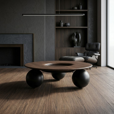 Luxury Brown Round Coffee Table Living Room Design Furniture Modern Decor