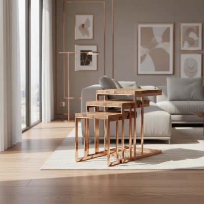 Modern complete 3-piece side table set living room design furniture