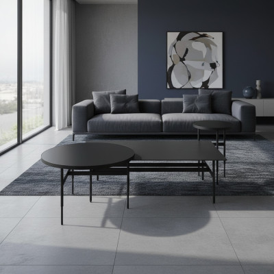 Luxury Coffee Table Designer Furniture Set 3-piece 2x Side Table Living Room Complete