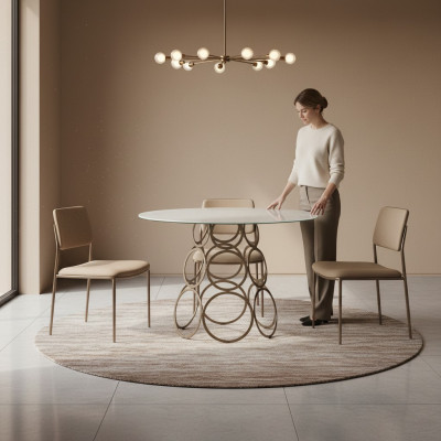 Dining Room Table Dining Table Round Kitchen Table with Metal Table Legs 100×100cm New