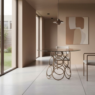 Dining Room Table Dining Table Round Kitchen Table with Metal Table Legs 100×100cm New
