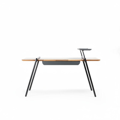 Office furniture, work table, brown desk, wooden computer table, table furnishing.
