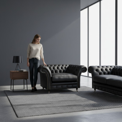Modern Chesterfield armchair living room upholstered furniture textile upholstery