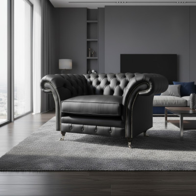 Modern Chesterfield armchair living room upholstered furniture textile upholstery