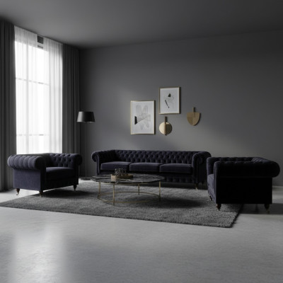 Luxury sofa set living room 3-piece set furniture upholstery Chesterfield