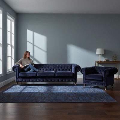 Living room set 2-piece sofa suite three-seater sofa armchair furniture Chesterfield