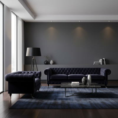 Living room set 2-piece sofa suite three-seater sofa armchair furniture Chesterfield