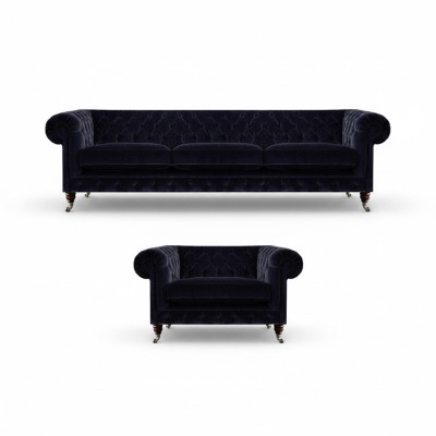 Living room set 2-piece sofa suite three-seater sofa armchair furniture Chesterfield