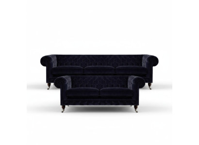Upholstered furniture three-seater sofa living room decor blue armchair Chesterfield