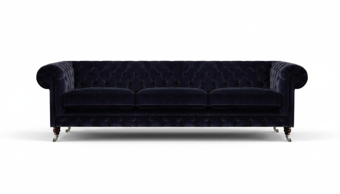 Blue sofa three-seater living room upholstered furniture sofas textile upholstery Chesterfield