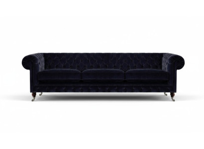 Blue sofa three-seater living room upholstered furniture sofas textile upholstery Chesterfield