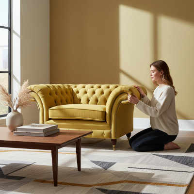 Armchair living room furniture luxury upholstered furniture luxury textile decor Chesterfield
