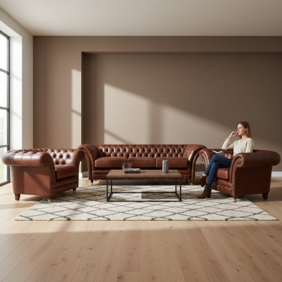 Leather sofa couch upholstery suite modern couches Chesterfield