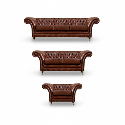 Upholstered Furniture Couch Sets 3-piece Upholstery Seat Armchair Chesterfield Sofas New