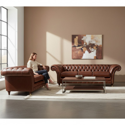 Living room new set Chesterfield sofas couch three-seater with two-seater